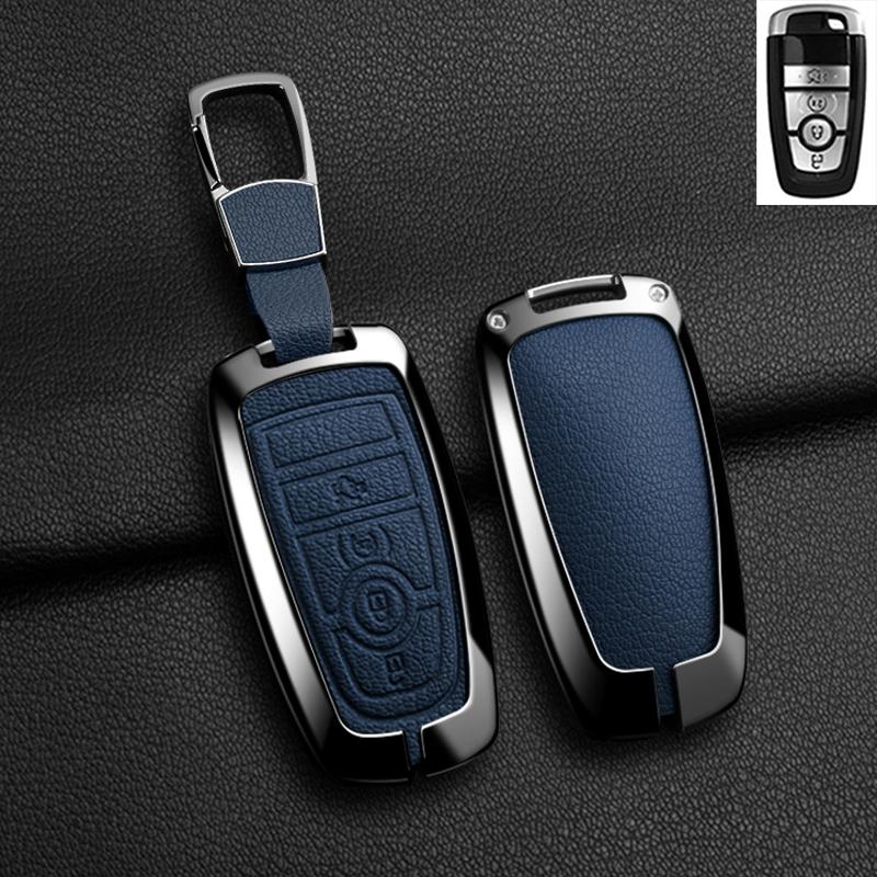 Zinc Alloy Leather For Lincoln Corsair Nautilus Aviator Navigator Continental Car Key Case Shell Keychain Keyring Car Key Cover