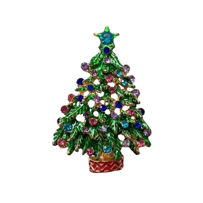 European & American Holiday Diamond Brooch: Christmas Tree Pin for Women - Cross-Border Fashion Accessory