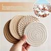 Absorbent Beverage Coaster Set with Stand Minimalist Woven Coffee Pad for Table Protection Heat Resistant Cup Mats Home Decor