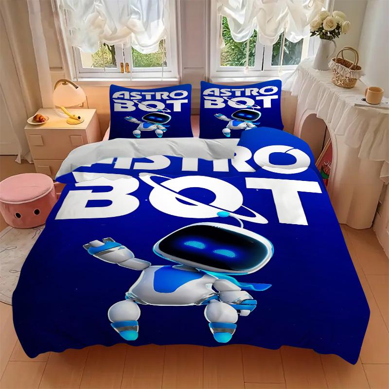 Astro Bot Przygoda Nadruk 3-częściowy Komplet Pościeli Poszewka na Kołdrę z 2 Poszewkami na Poduszkę Domowy Prezent Urodzinowy
