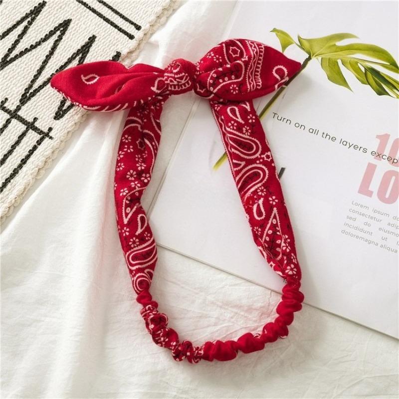 Cotton Fabric Rabbit Ears Hair Band with Steel Wire Knots, Elastic Adjustable Hair Band, Stretchy Headband, Women's Head Accessory