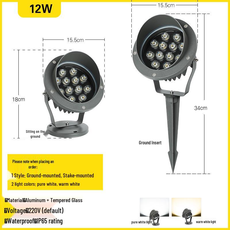 Outdoor Waterproof Tree Spotlight, Garden Floodlight, Landscape Light, Ground Plug Lawn Light