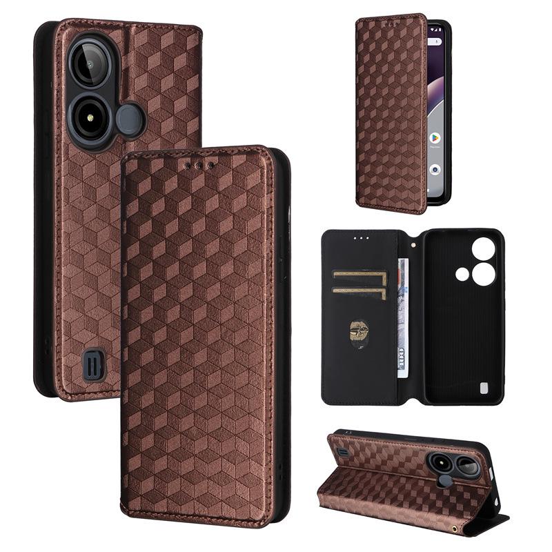 BLU C9 Leather Phone Case: Magnetic Flip Cover with Card Slot & 3D Texture for Enhanced Protection