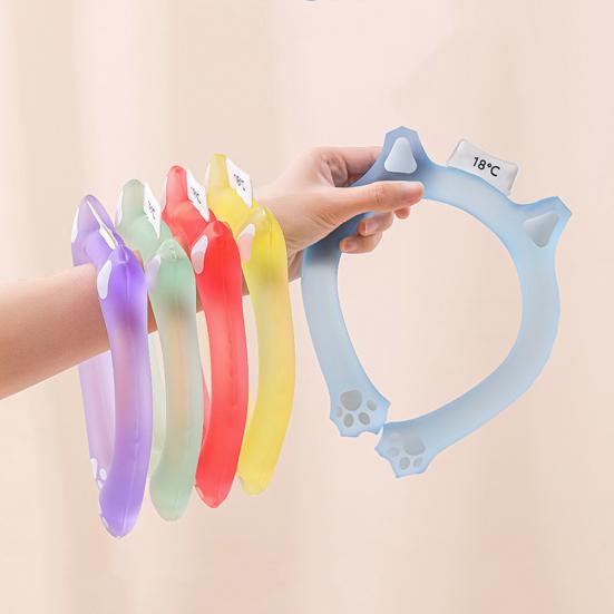Lightweight Neck Cooler Cat Ear Cooling Tube for Summer, Reusable Adjustable Wearable Ice Heat Stroke Prevention Gear Ring, Heatstroke Collar Outdoor