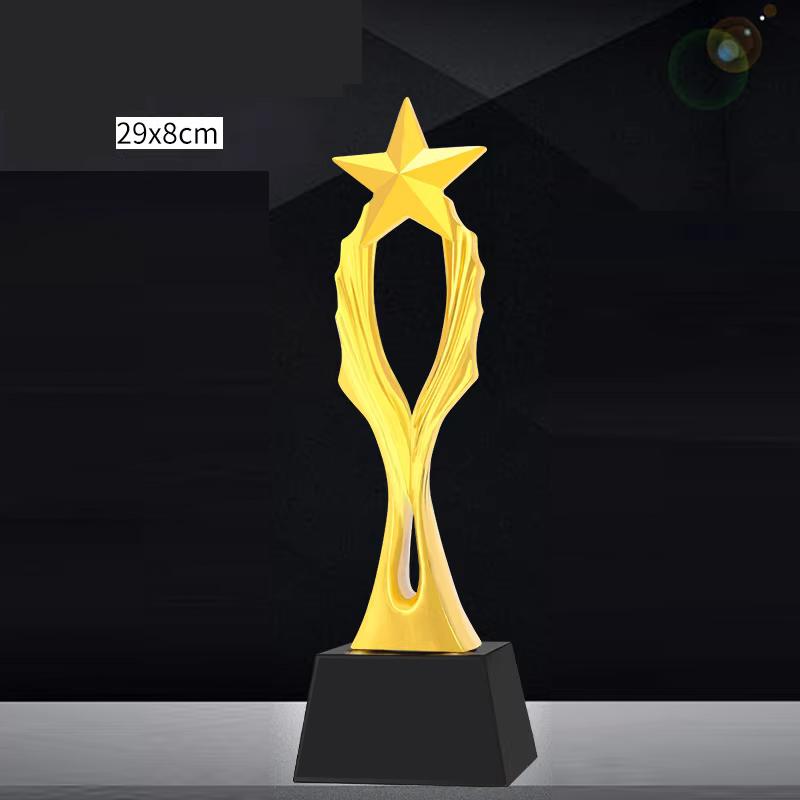 

Customized Resin Trophy, Gold, Silver, Copper, Excellent Employee Sports Competition Souvenirs, Free Lettering Crystal Base, 1Pc