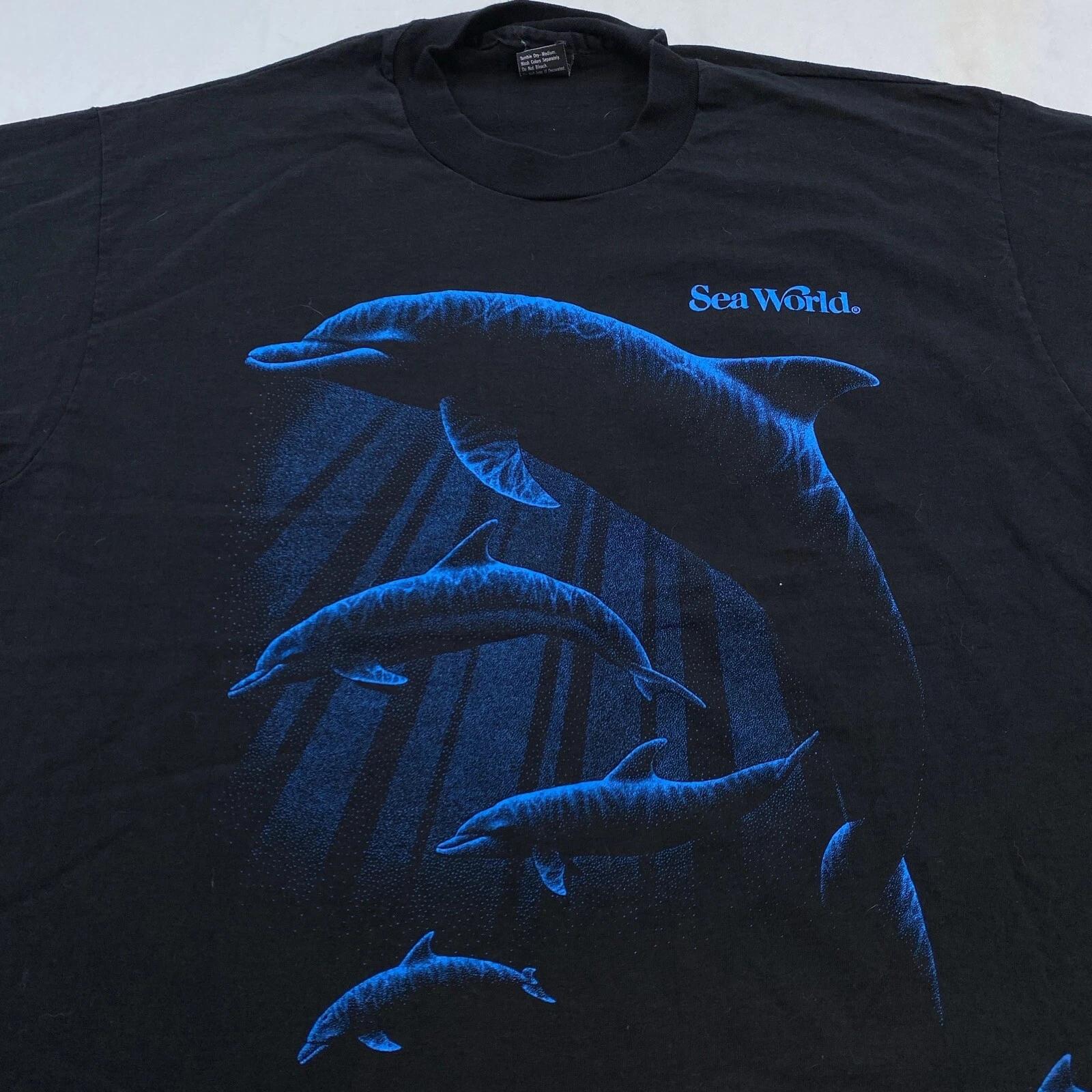 

vintage 90s SEA WORLD DOLPHIN T-Shirt LARGE/XL nature ocean animal soft shadow L