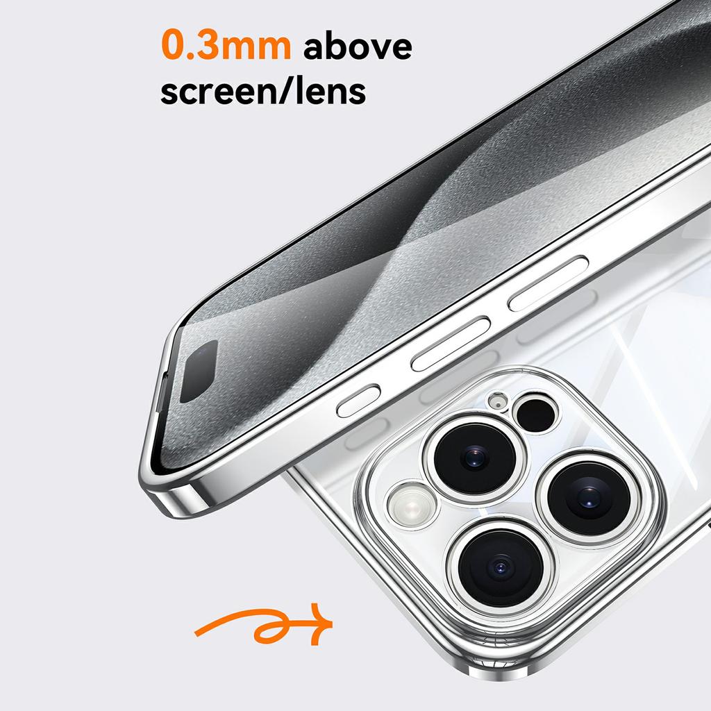 SULADA For iPhone 14 Pro Max Case Electroplating Ultra Clear Soft TPU Phone Cover with PU Wrist Strap
