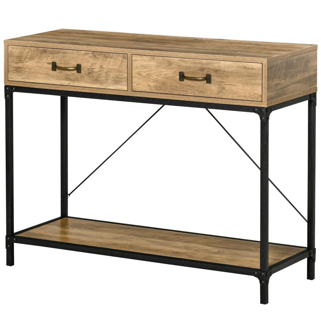 Console Table Hallway Table with Shelf and 2 Drawers, 100 x 35 x 76.5 cm Side Table Sofa Table Display Table for Small Spaces, Entryway, Hallway