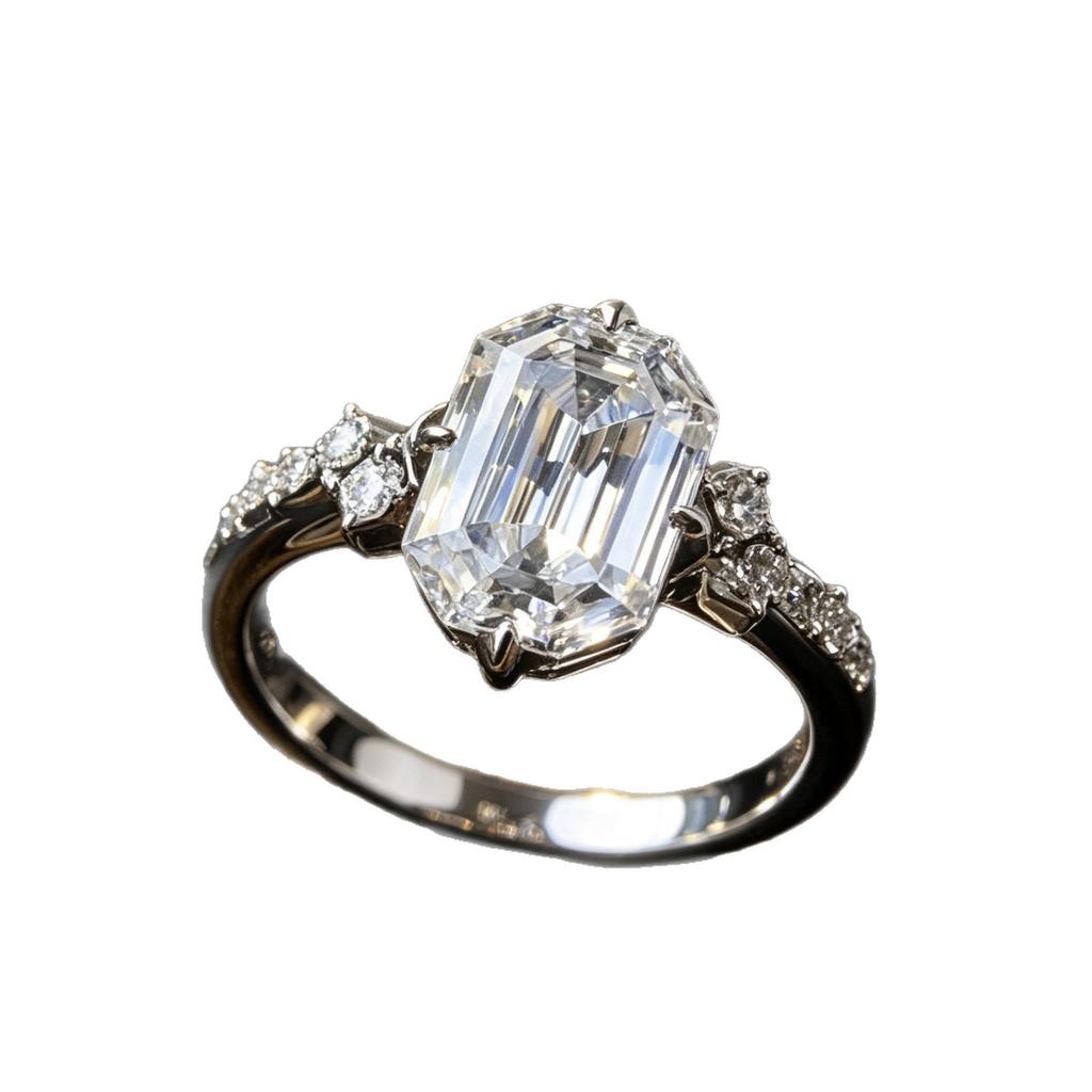 Classic Hexagonal Cut Sparkling Zircon Rings for Women Delicate Luxury Party Wedding Fashion Jewelry Accessories