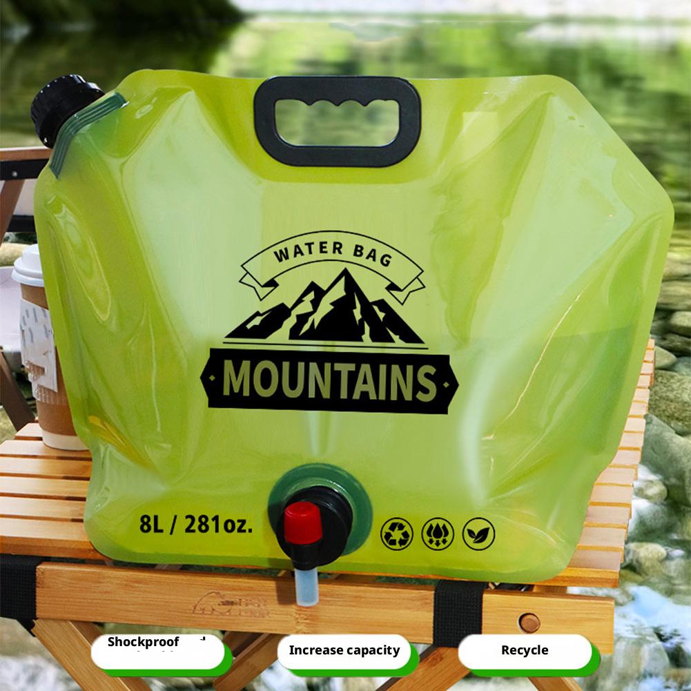 8L Outdoor Water Storage Bag Portable Large Capacity Sports Camping Foldable Soft Water Bag With Climbing Faucet Water Bag