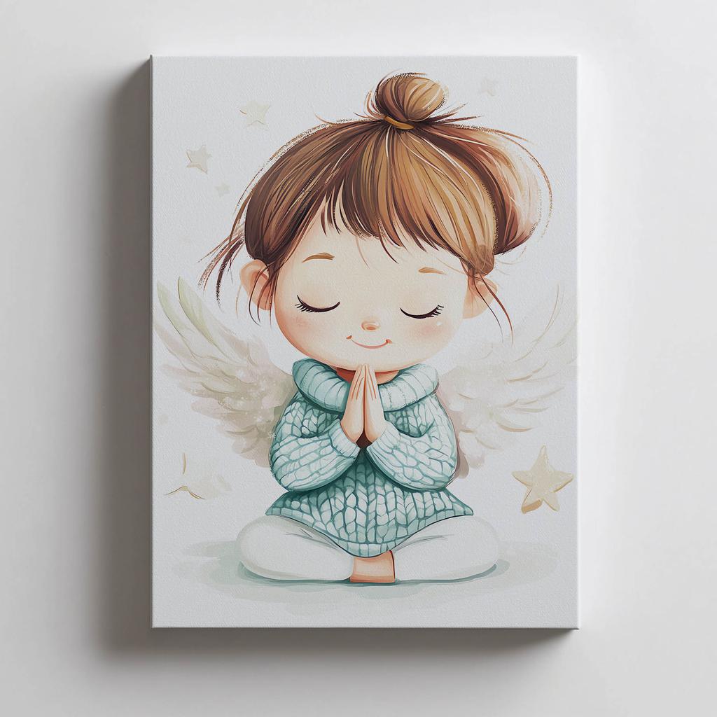 Prayer of the Little Angel Prayer of the Little Angel, 70X100 Cm, Dark Brown Wooden Frame, 230 Gsm Matte Paper