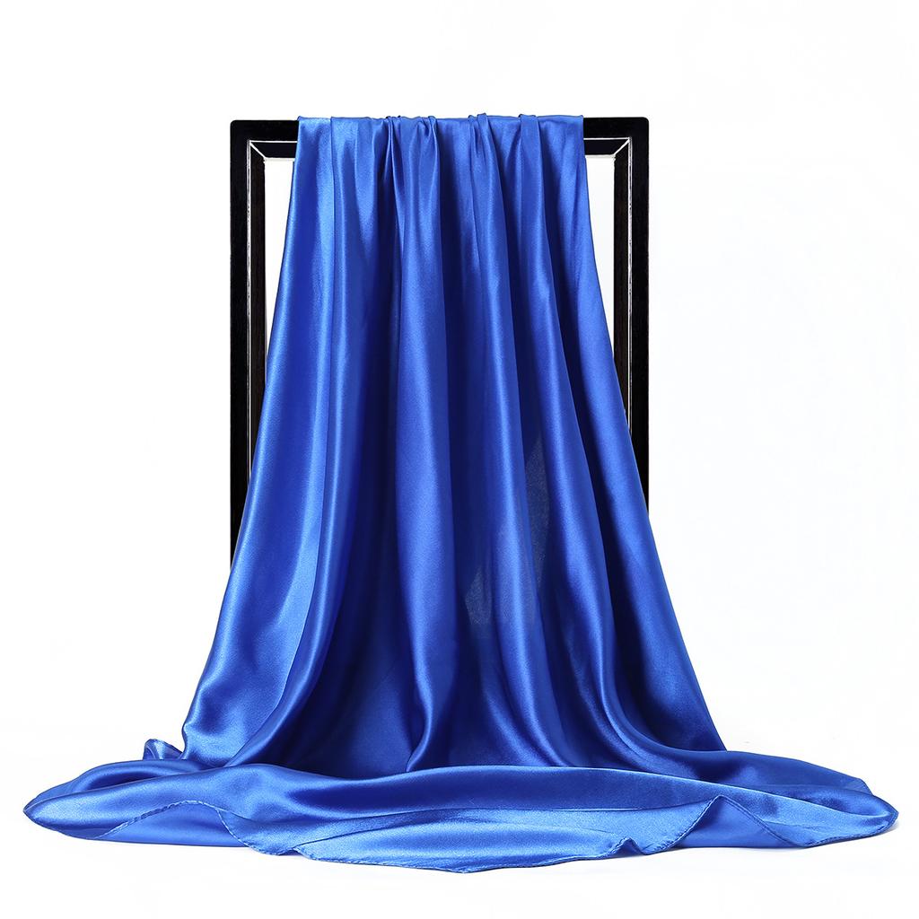 Luxury Brand Silk Scarf Women Satin Solid Color Hijab Scarves Muslim Pareo Bandana Female Shawl Wrap Headband Foulard 90*90cm