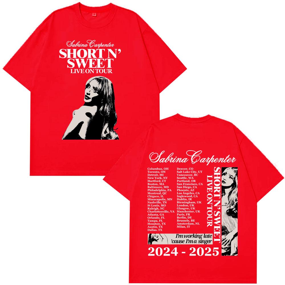 Sabrina Carpenter Short N Sweet Tour 2025 T Shirt Men Women Loose Casual Fashion Cotton Tees Oversized Harajuku Street Tshirt