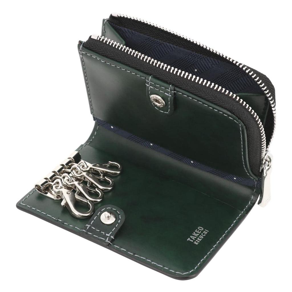 Key Case Genuine Leather 728613 Max Coin Purse Coin Case Pass Case Commuter Pass Cowhide Leather Green [Takeo Kikuchi] Men's [05]