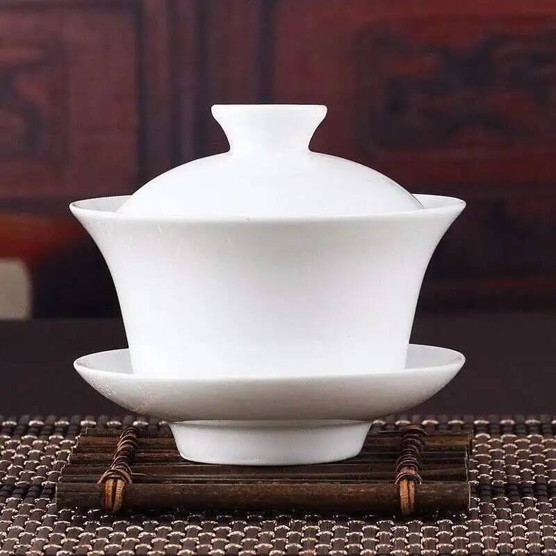 Chinesische Traditionen Gai Wan Teeservice Bone China Teeservice Dehua Gaiwan Tee Porzellankannenset für unterwegs Schöner und einfacher Wasserkocher