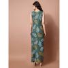 Women's Bodycon Green Dress Party Wear Floral Print Top Tunic Sleeveless Dress VF-1870a