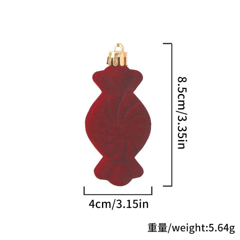 

2Pcs Red Flocking Christmas Decoration Xmas Tree Candy Crutch Hanging Ornaments Party Home Decor Navidad New Year 2026 Gifts 2Pcs