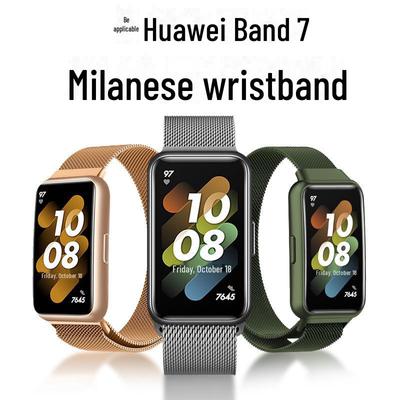 Kompatibles magnetisches Milanese-Armband aus Metall für Huawei Band 7 – Ersatz für Uhrenkette und Sportarmband aus Stahl
