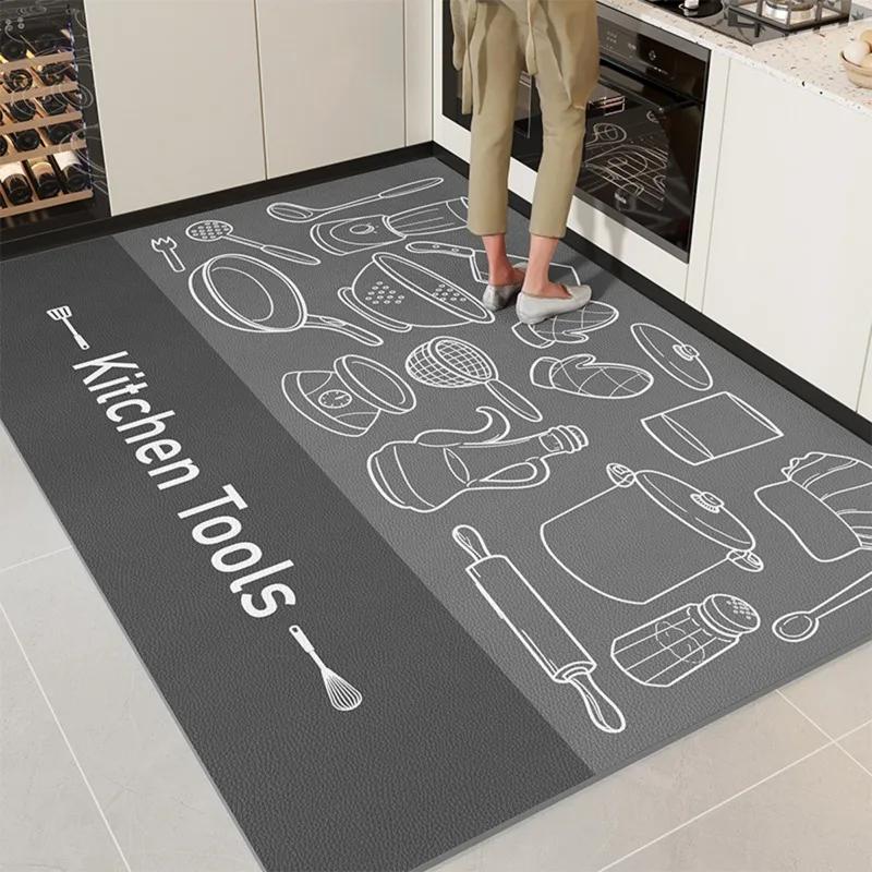 Kitchen Mat Pvc Waterproof Oil-proof Carpet Leather Large Rug Non-slip Floor Mats Area Rugs Pvc Alfombra Cocina Vinilica