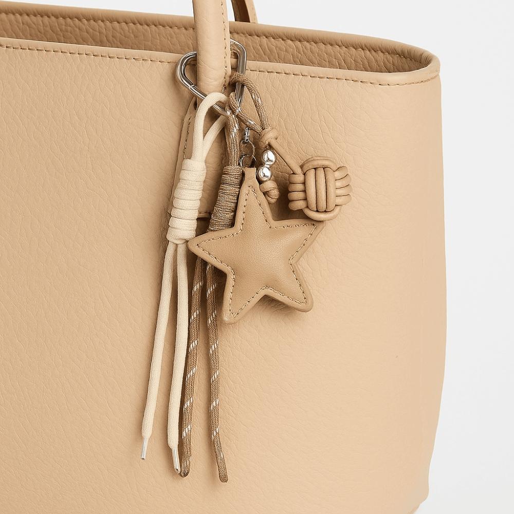 Woven Rope Leather Star Keychain Hanging Star and Ball Pendant  Small Gifts