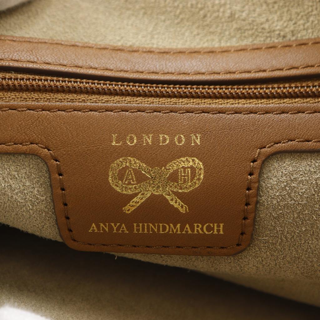 Anya Hindmarch Tote Bag Brown / White canvas/leather Women Used