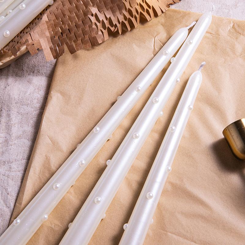 2 Stück/Set Rauchfreie Aromatherapie-Kerzen Hochzeits-Langstielkerzen Europäischer Stil Sojawachs Party Perlenkerzen Zuhause 20/30cm