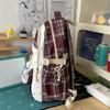 Contrast Color Plaid Backpack Women's Large Capacity Backpack Student Schoolbag