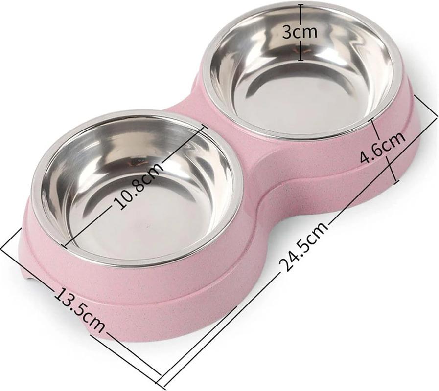 Double Pet Bowls Dog Food Water Feeder Stainless Steel Pet Drinking Dish Feeder Cat Puppy Feeding Supplies Small Dog Accessories