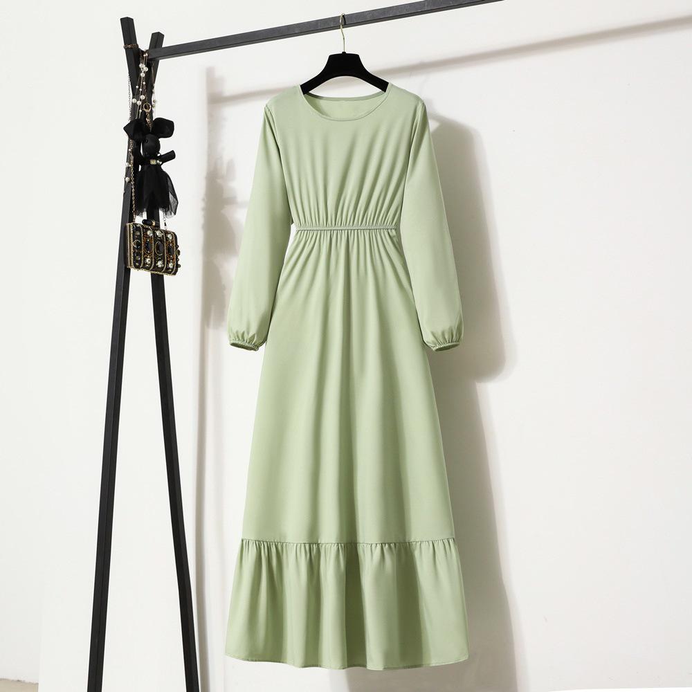 Women's Solid Color Long Sleeve Pullover A-Line Dress