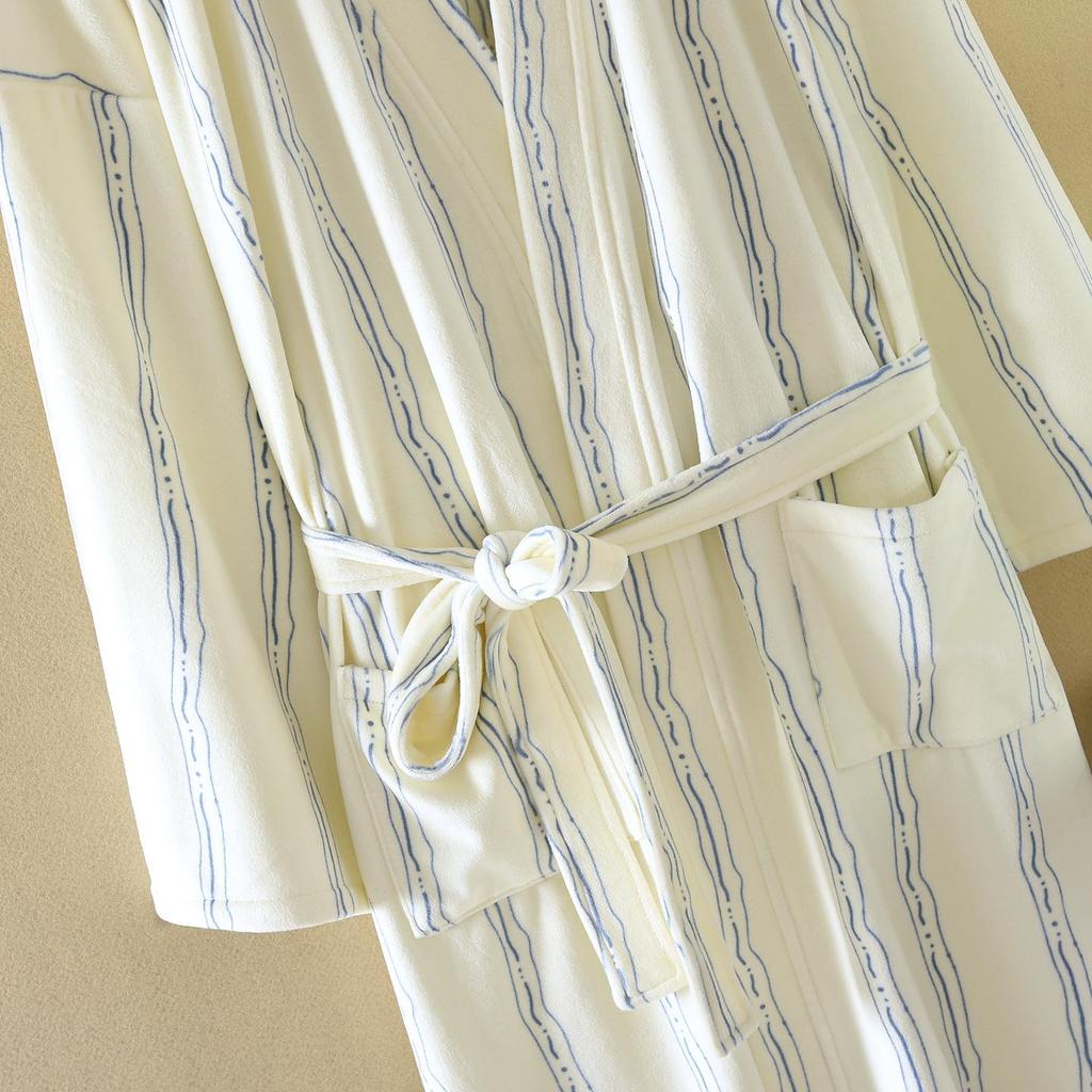 Sea Island Women's Plus Size Fleece Robe: Velvet Thickened, Long Sleeve, Warm Pajamas for Spring, Autumn, Winter