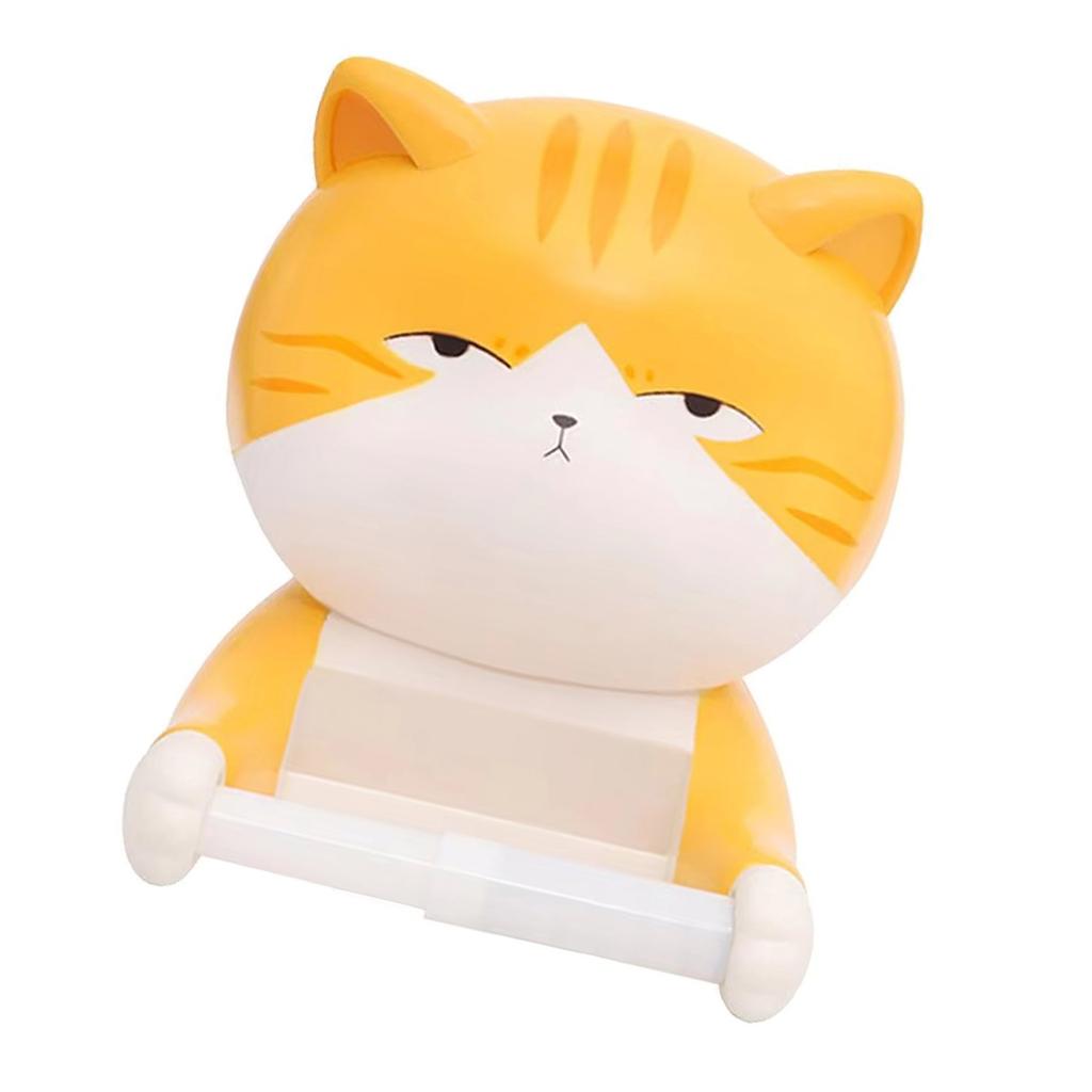 Charming Cat Shaped Toilet Paper Holder Wall Mount Tissue Rack Easy Install Kitchen Tissue Hanger for Bathroom Decor