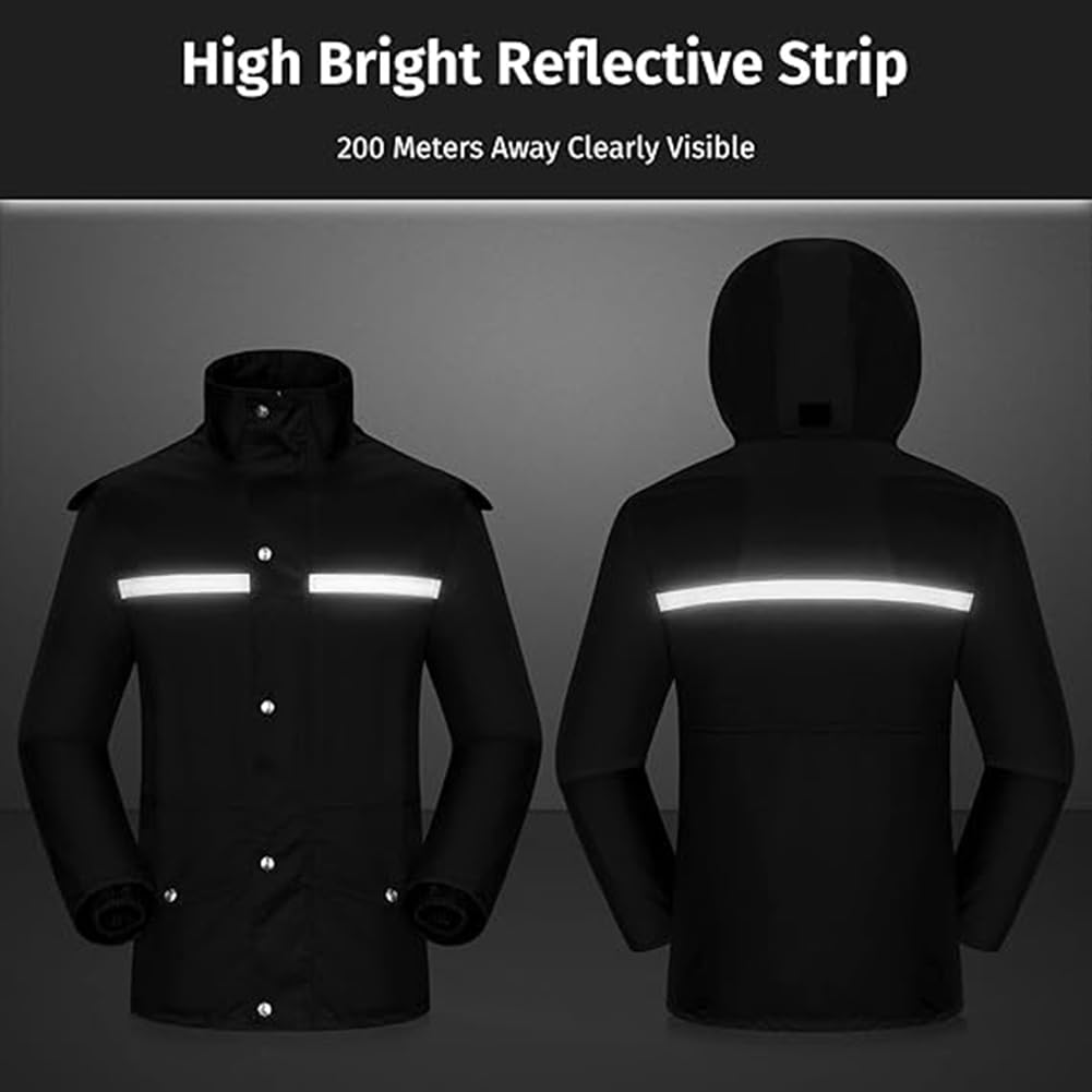 Waterproof Rain Suit Cycling and Motorcycle Rain Rain Gear for Outdoor and and Available in Plus Sizes Men's Raincoat, Jacket, Activities, School,