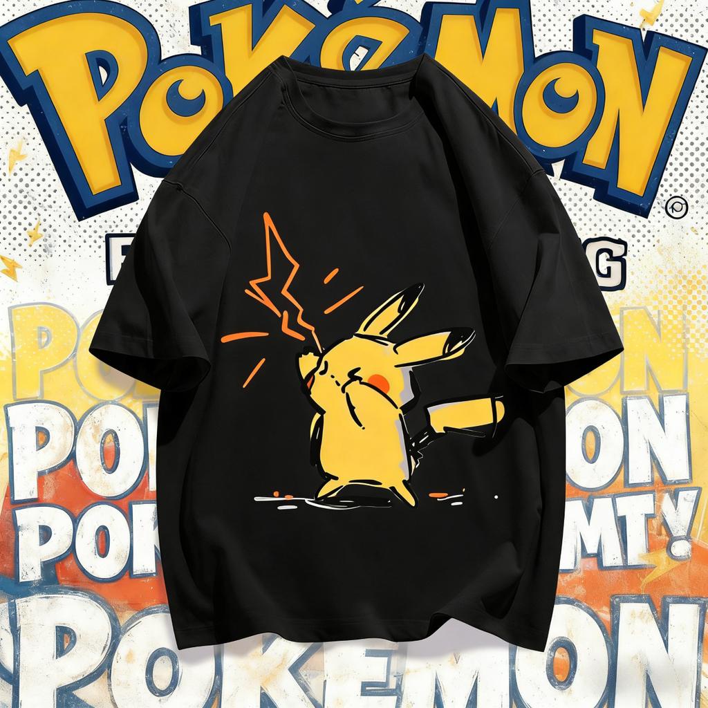 Summer Pokémon Anime Pikachu Brand Pure Cotton Printed Tshirt Unisex Harajuku Casual Versatile Shortsleeved Y2k