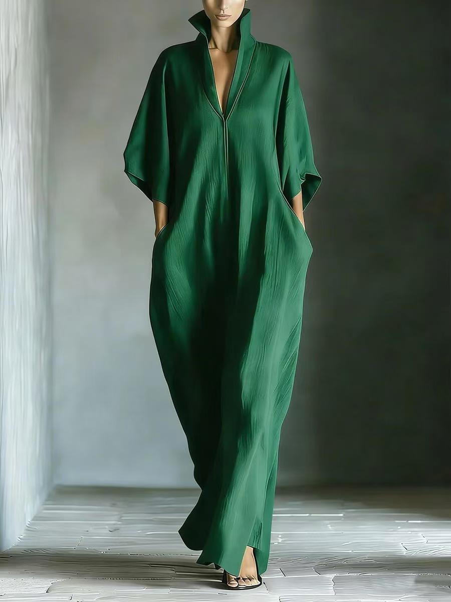 European and American v-neck dress loose dress S
