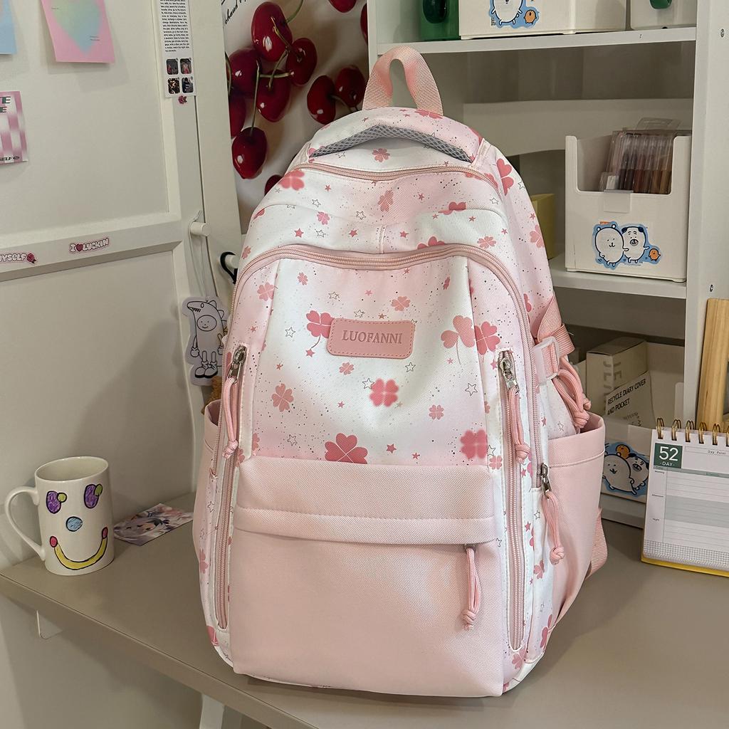 Schoolbag New High-value Ins Wind Smudging Large-capacity Backpack Mori Girl Printed Backpack Junior High School Student Backpack