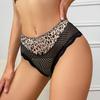 TERMEZY Women's Sexy High Waist Leopard Print Panty Lace Mesh Stretchy Underwear Comfortable Transparent Hollow Out Lingerie