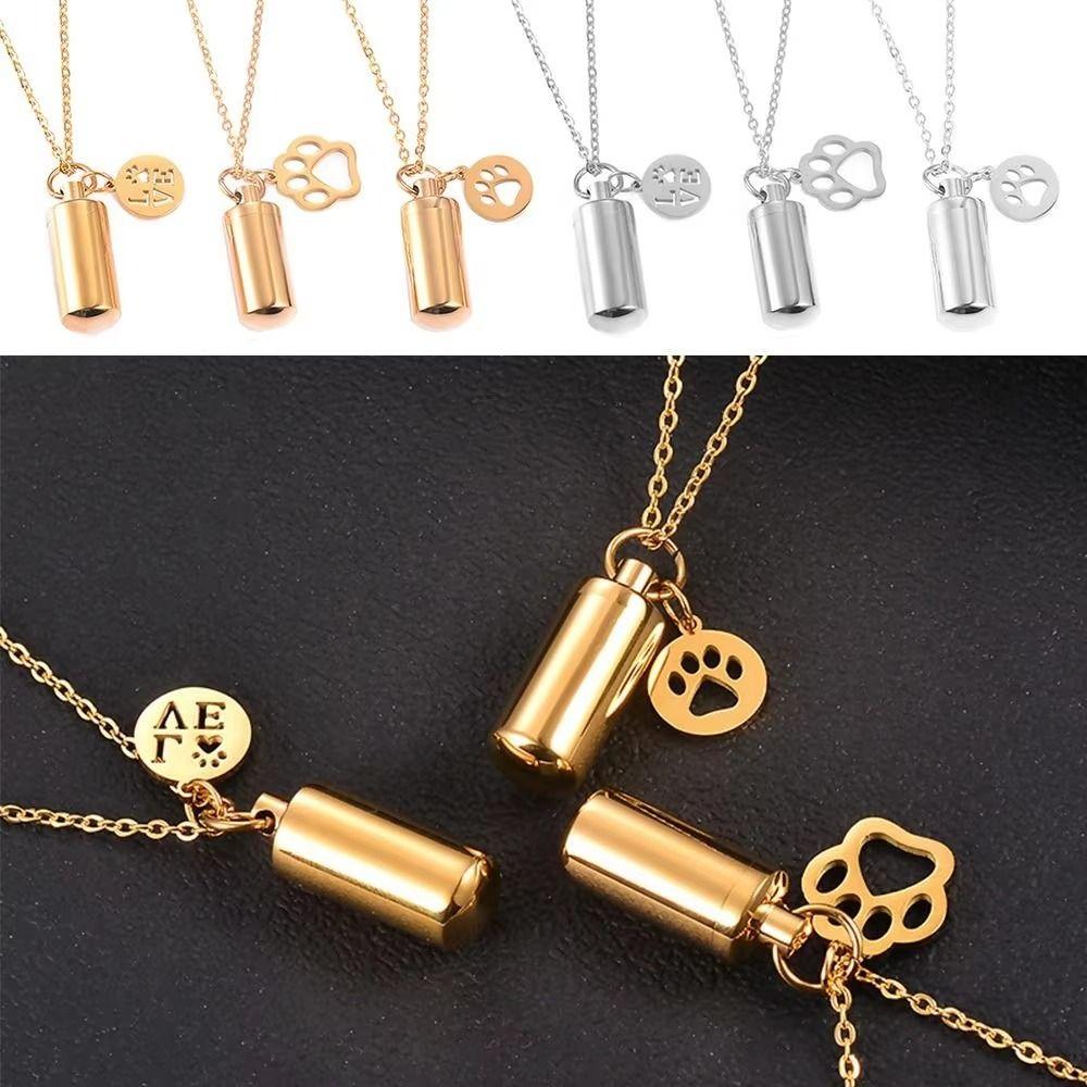 Cylinder Pet Ashes Pendant Stainless Steel Memorial Ashes Pendant Cremation Jewelry