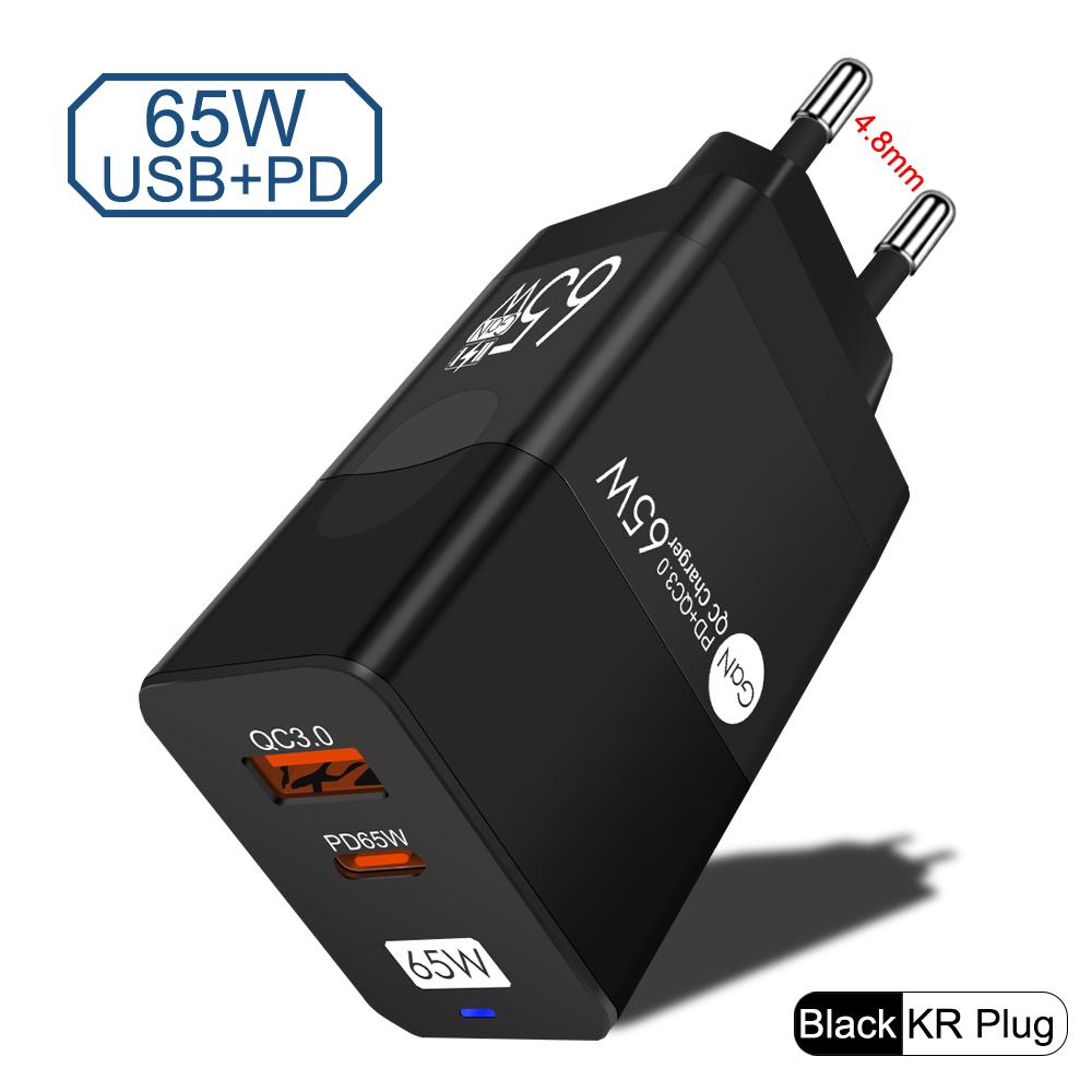 65W GaN Type C PD Charger USB Fast Charging Quick Charger 3.0 Mobile Phone Adapter For iPhone 15 Samsung Xiaomi