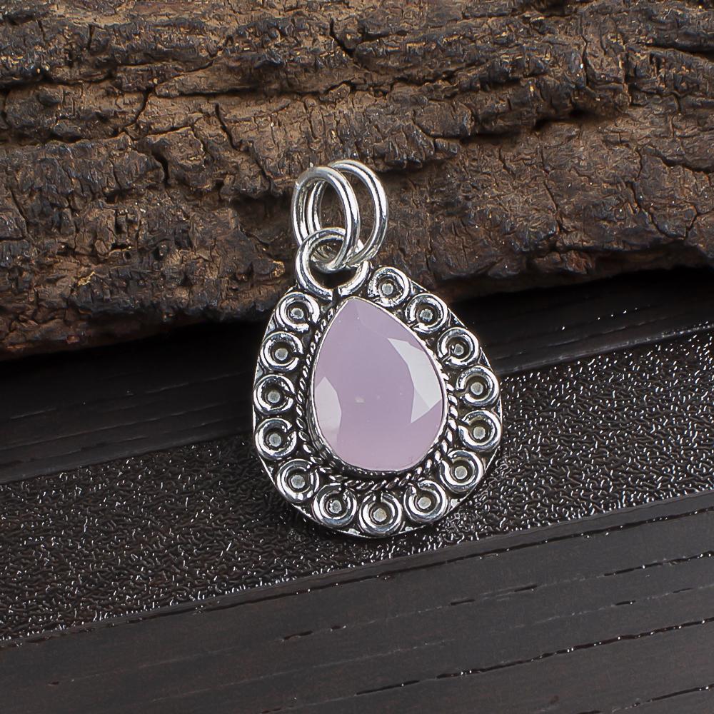 Rose Chalcedony Pendant, 925 Solid Sterling Silver Gemstone Jewelry, Handmade Pendant, For Thanksgiving Gift