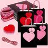 10/12pcs Red Heart Kraft Kraft Paper Gift Bags Handheld Candy Packaging Bag  Wedding Party