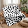 Dog Paw and Bone Pattern with Happiness Theme Blanket Lightweight Warm Flannel Blanket Decorative Throw Blanket for Home Decoration