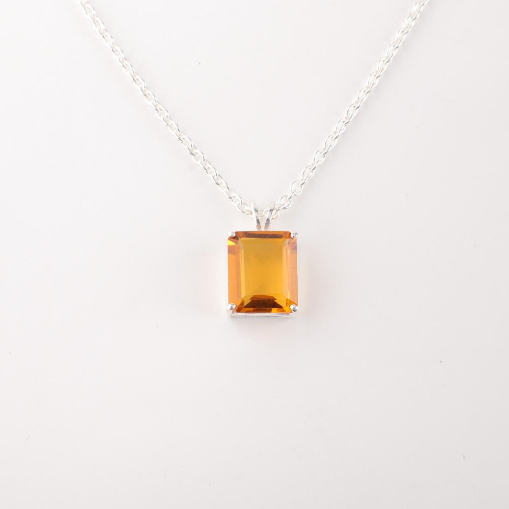 925 Sterling Silver Citrine Gemstone Jewelry Partywear Pendant 0.69" For Women PP-58-5
