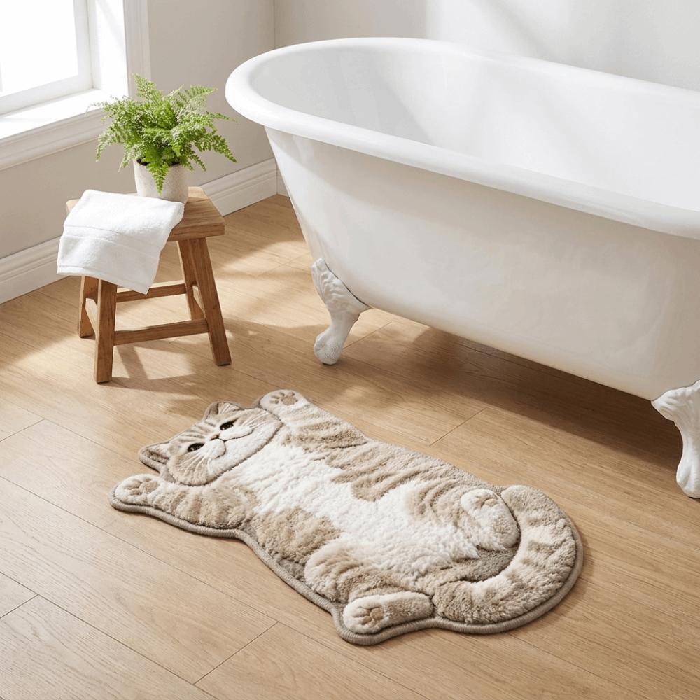 Anti-fouling Cat-Shaped Area Rug 2D Cartoon Carpet Cute Home Decor Carpet  Living Rooms