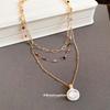 New multi-layer colored stone drip oval necklace niche design sense collarbone chain fashionable versatile neck chain