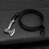 Mens Stainless Steel Vikings Axe Bracelet Leather Wolf Amulet Handmade Bracelet For Men Women Biker Outdoor  Jewelry Gift