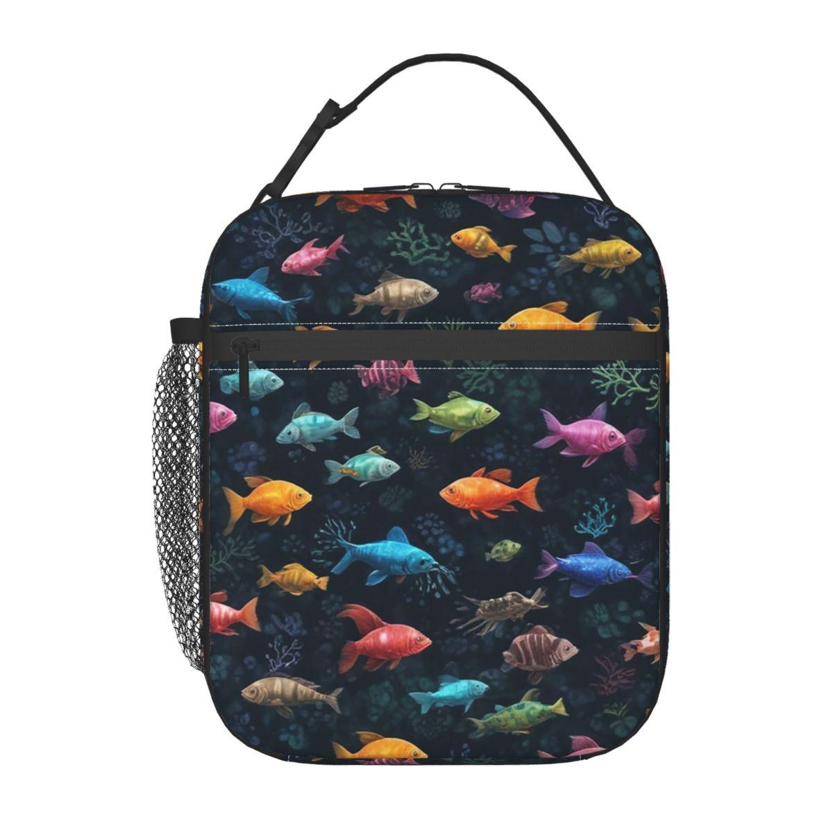

Abstract Fish Variety Illustrated Catalog Insulated Lunch Bag for Women Children Leakproof Food Boxes Thermal Lunch Box Tote One Size