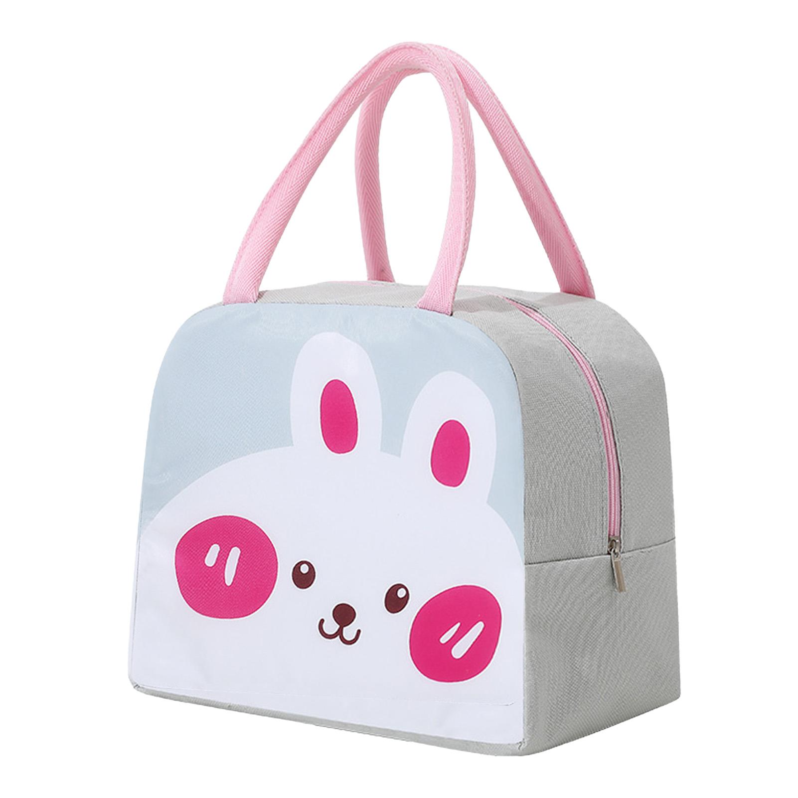 Изолированная сумка для ланча большой вместимости носимая портативная милая сумка для бенто для детей студентов школы пикника кролик светлая 576₽