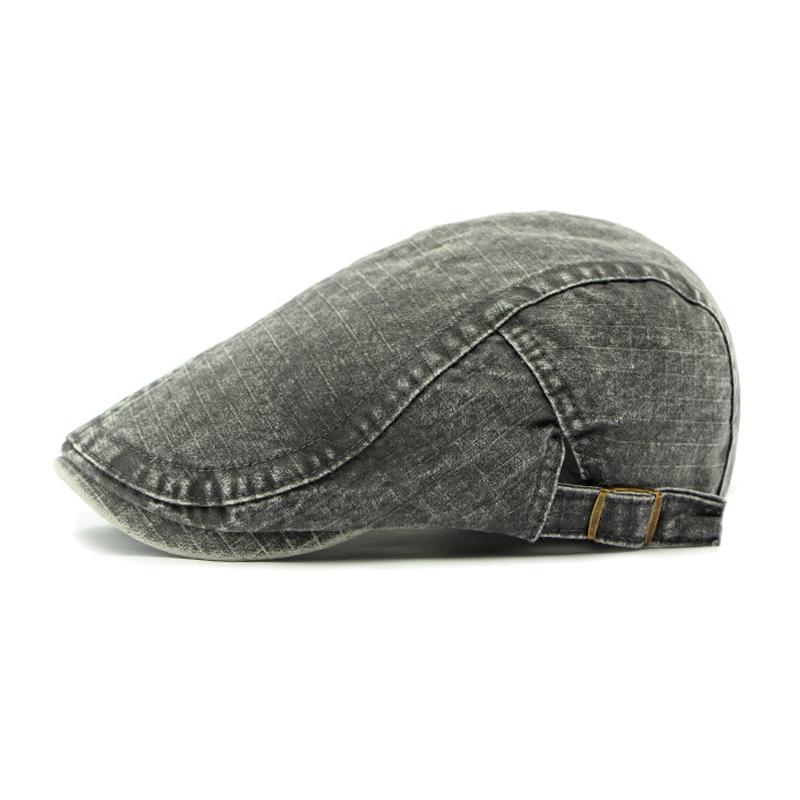 Men Beret British Vintage Denim Plaid Forward Hat Paintsman Hat Peaked Cap