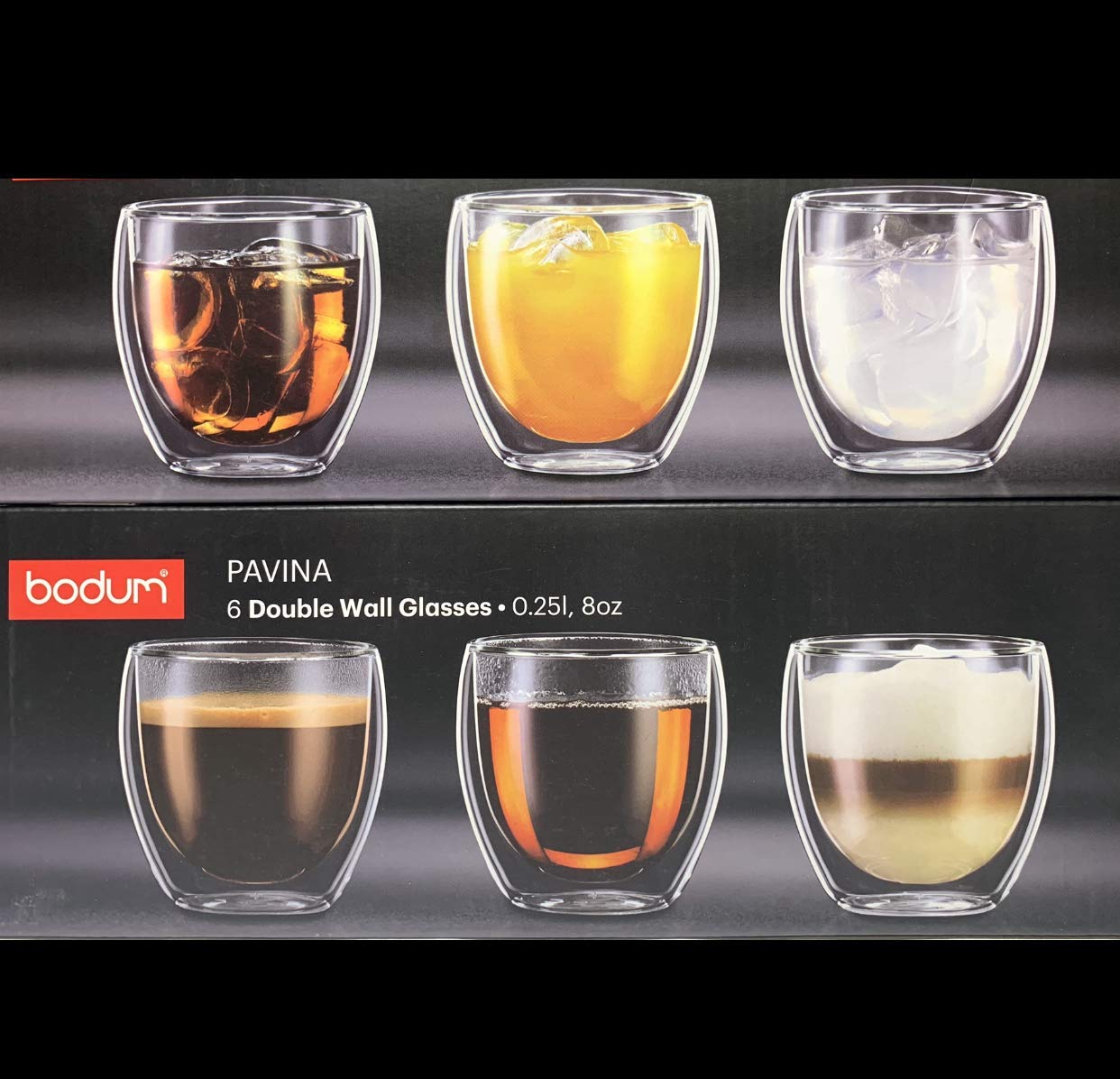 

BODUM BODUM CANTEEN Double Wall Glass 250ml of Microwave Safe Insulation Heat Retention Cold Tumbler Pavina 4558 [Genuine Product] (Set 6)