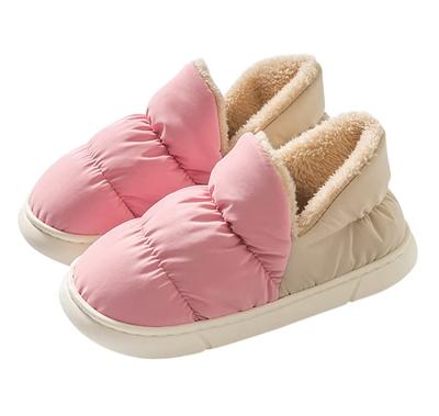 Euyqs Winter Hausschuhe, Warm, Wasserdicht, Leise, Waschbar, Leicht, Lässig, Slipper (#3 Rosa, Messung_24_Punkt_5_Zentimeter)